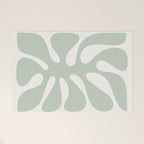 Minimal Abstract Matisse Monstera Pastel Sage Green 1/2 Welcome Mat Gallery Image 1