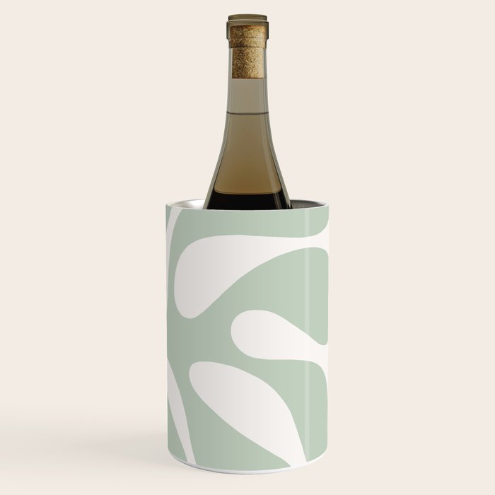 Minimal Abstract Matisse Monstera Pastel Sage Green 1/2 Wine Chiller Gallery Image 3