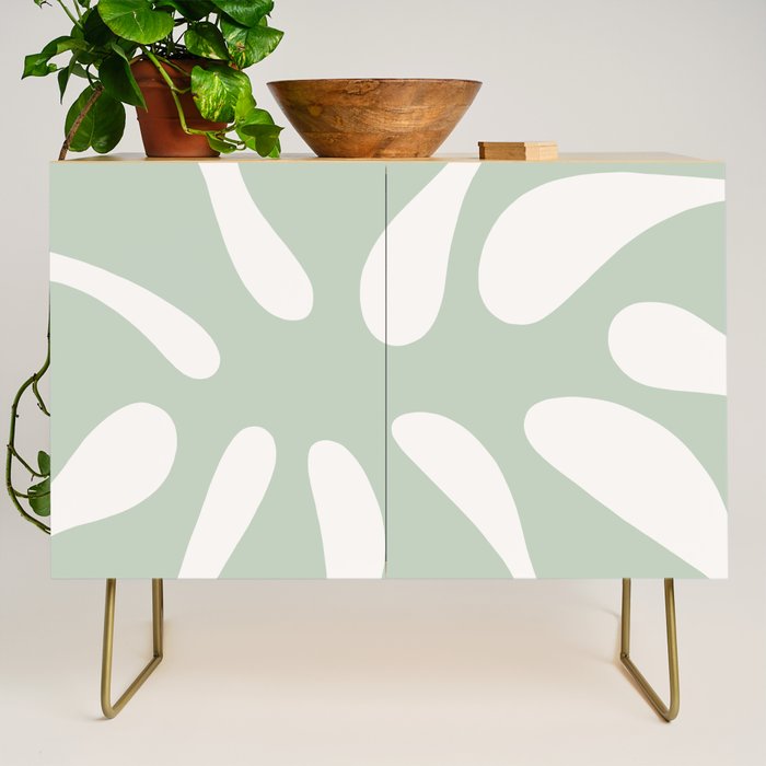 Minimal Abstract Matisse Monstera Pastel Sage Green 1/2 Credenza Gallery Image 1