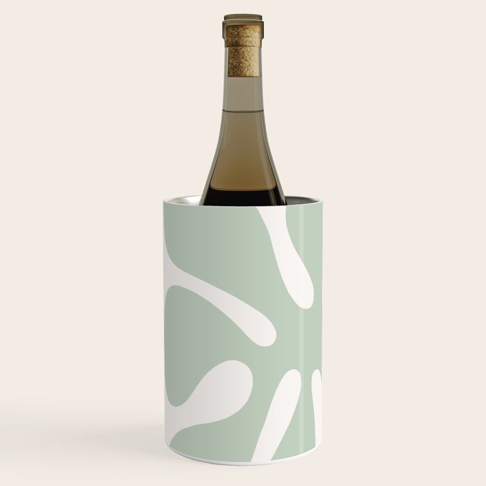 Minimal Abstract Matisse Monstera Pastel Sage Green 1/2 Wine Chiller Gallery Image 2