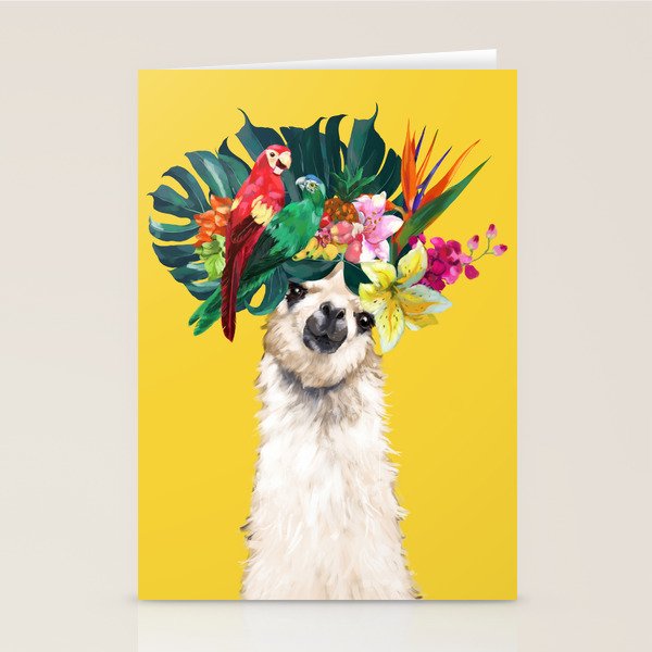 Aloha Hawaiian Llama in Yellow Stationery Card Gallery Image 2