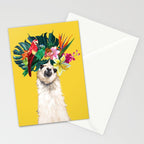 Aloha Hawaiian Llama in Yellow Stationery Card Gallery Image 2