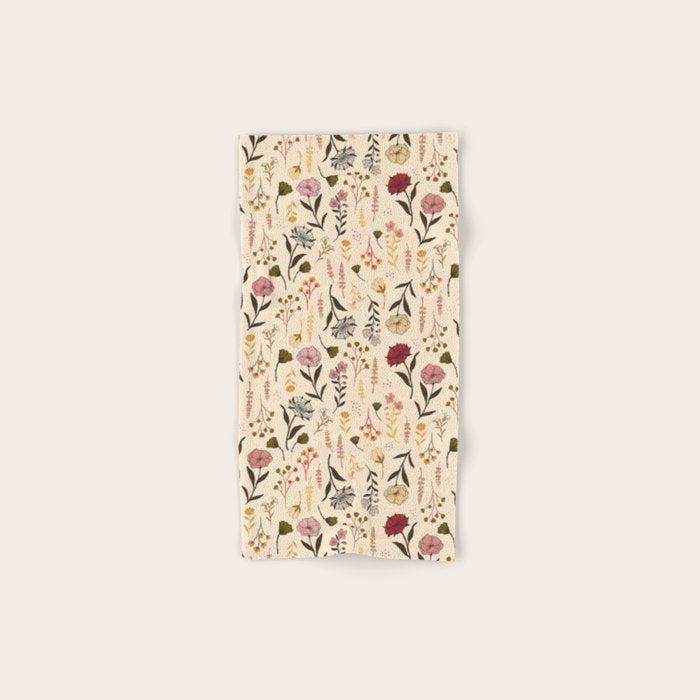 Spring Garden Flower Collection - Cream Bath Towel Gallery Image 1