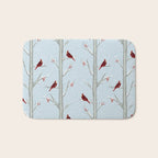 Red Cardinal Bird In The Winter Forest Bath Mat Gallery Image 1