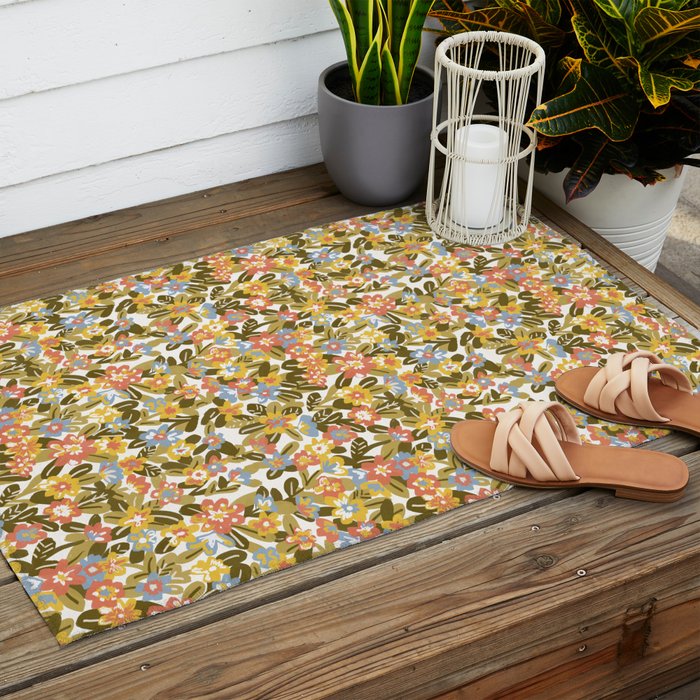 Garden Print Outdoor Rug Gallery Image 2