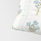 Delicate floral bouquets with vertical stripes - light blue peacock and moss green flowers pattern Pillow Sham Gallery Image 4