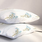 Delicate floral bouquets with vertical stripes - light blue peacock and moss green flowers pattern Pillow Sham Gallery Image 3