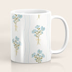 Delicate floral bouquets with vertical stripes - light blue peacock and moss green flowers pattern Coffee Mug Gallery Image 1