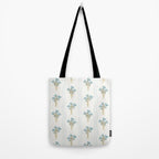 Delicate floral bouquets with vertical stripes - light blue peacock and moss green flowers pattern Tote Bag Gallery Image 2