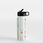 Mid Century Modern Retro Leaf and Circle Pattern Water Bottle Gallery Image 1