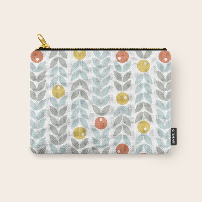 Mid Century Modern Retro Leaf and Circle Pattern Carry All Pouch Gallery Image 1