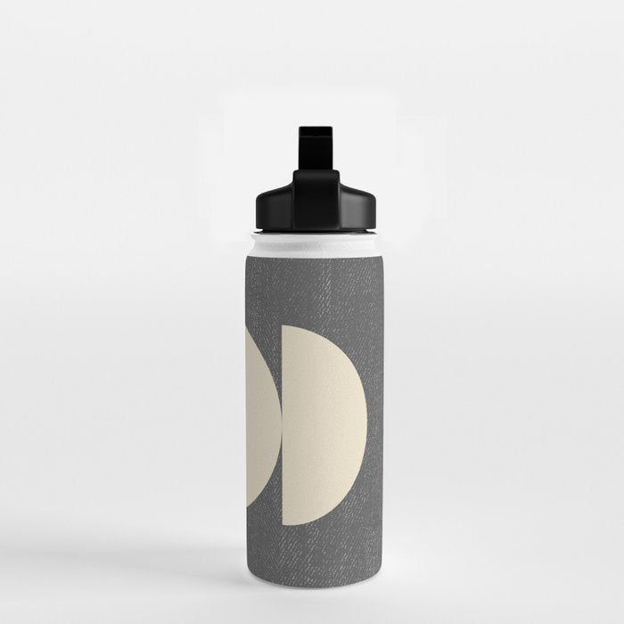 Half Circle 3 - Grey Texture Water Bottle Gallery Image 2