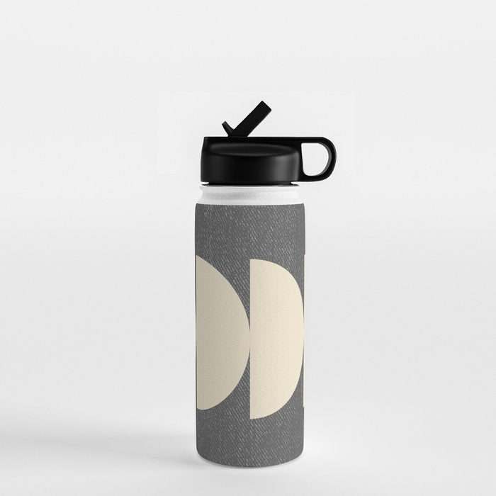 Half Circle 3 - Grey Texture Water Bottle Gallery Image 1