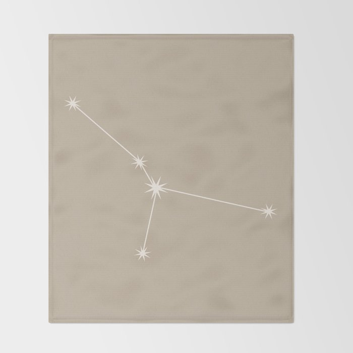 Cancer Zodiac Star Constellation Line Art Beige Throw Blanket Gallery Image 2