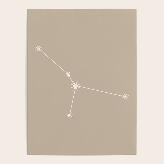 Cancer Zodiac Star Constellation Line Art Beige Poster Gallery Image 4