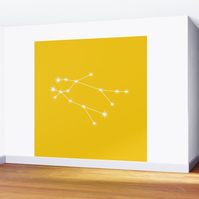 Gemini Zodiac Star Constellation Line Art Bright Yellow Wall Mural Gallery Image 2