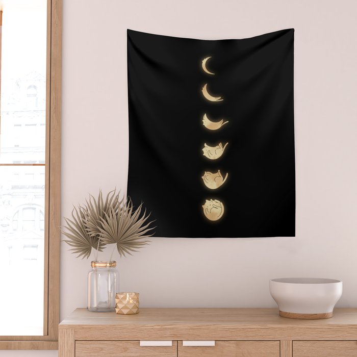 Cat Landscape 57: Phases of the Meow Wall Tapestry Gallery Image 2