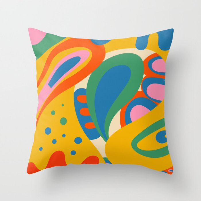 So Trippy Retro Psychedelic Abstract Pattern in Rainbow Pop Colors Throw Pillow Gallery Image 1