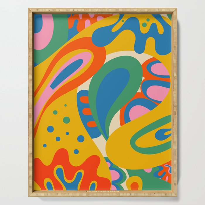 So Trippy Retro Psychedelic Abstract Pattern in Rainbow Pop Colors Serving Tray Gallery Image 1