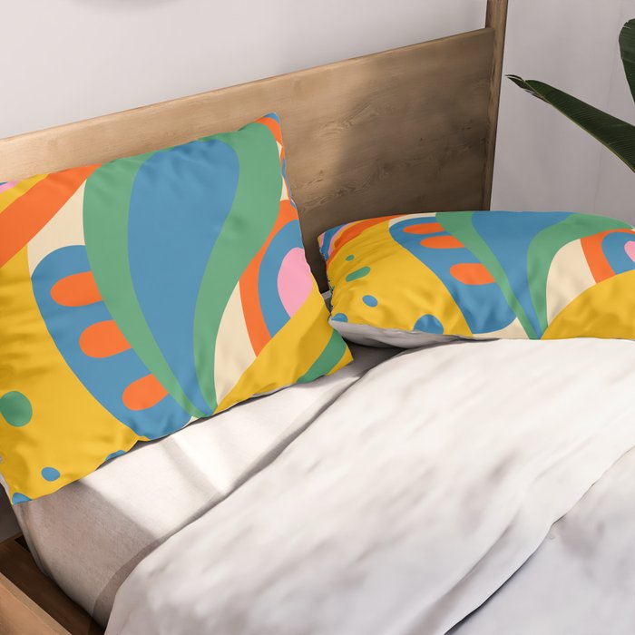 So Trippy Retro Psychedelic Abstract Pattern in Rainbow Pop Colors Pillow Sham Gallery Image 2