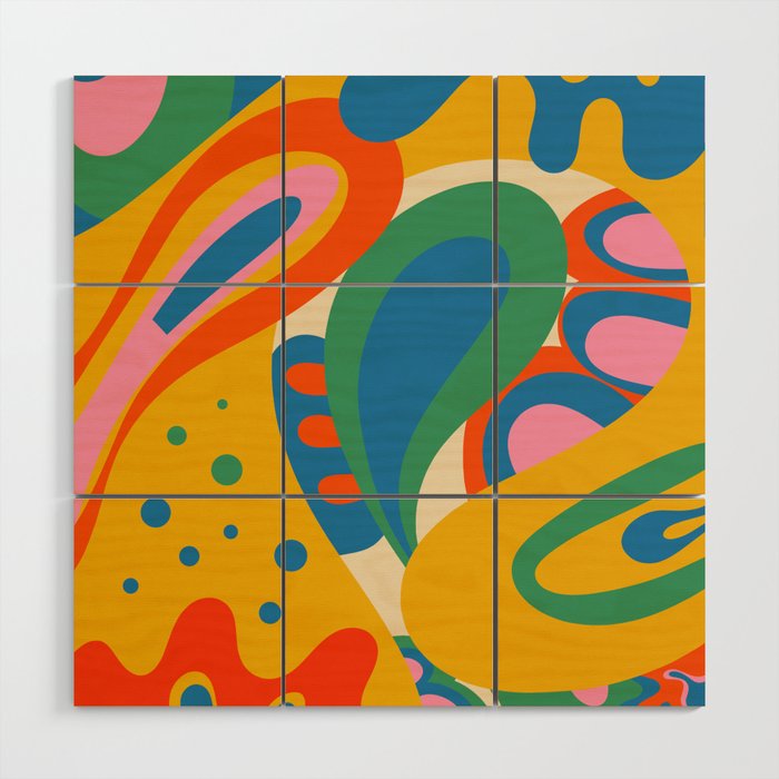 So Trippy Retro Psychedelic Abstract Pattern in Rainbow Pop Colors Wood Wall Art Gallery Image 1