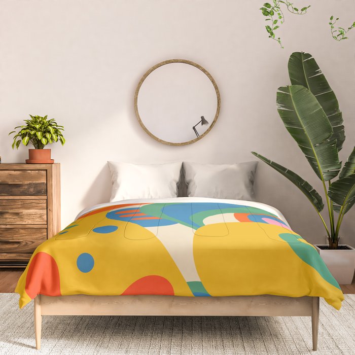 So Trippy Retro Psychedelic Abstract Pattern in Rainbow Pop Colors Comforter Gallery Image 3