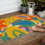 So Trippy Retro Psychedelic Abstract Pattern in Rainbow Pop Colors Outdoor Rug Gallery Image 2