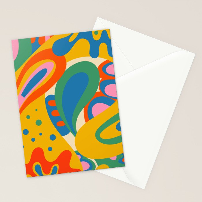 So Trippy Retro Psychedelic Abstract Pattern in Rainbow Pop Colors Stationery Card Gallery Image 2