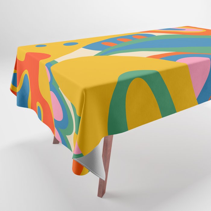 So Trippy Retro Psychedelic Abstract Pattern in Rainbow Pop Colors Tablecloth Gallery Image 1