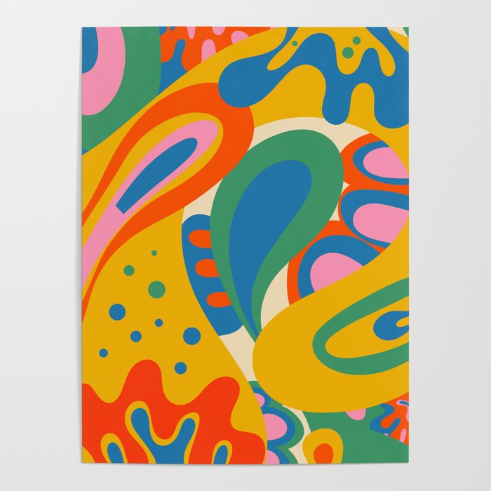 So Trippy Retro Psychedelic Abstract Pattern in Rainbow Pop Colors Poster Gallery Image 4