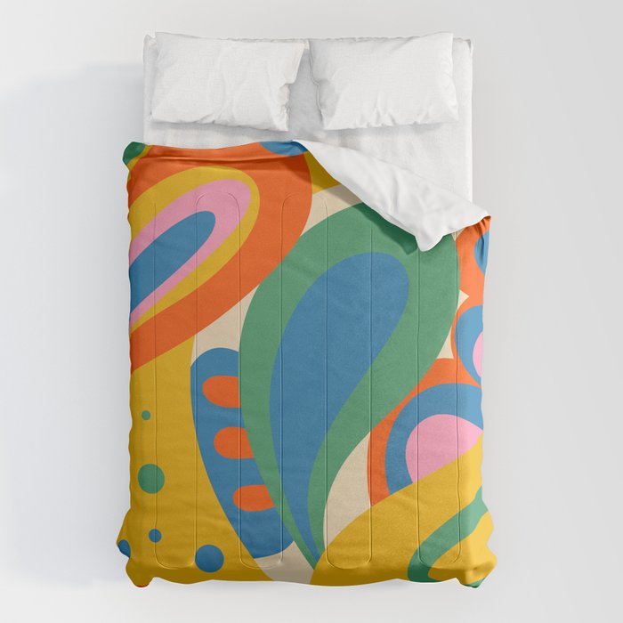 So Trippy Retro Psychedelic Abstract Pattern in Rainbow Pop Colors Comforter Gallery Image 6