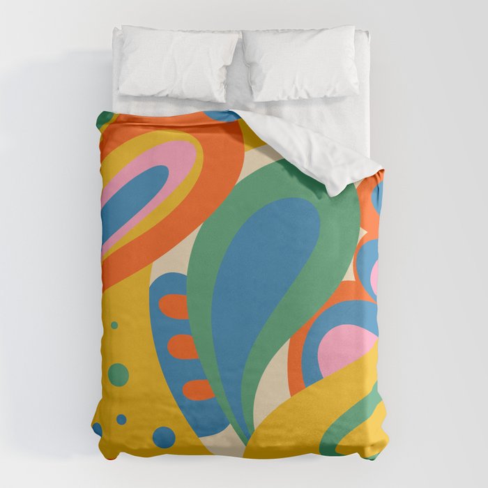 So Trippy Retro Psychedelic Abstract Pattern in Rainbow Pop Colors Duvet Cover Gallery Image 6