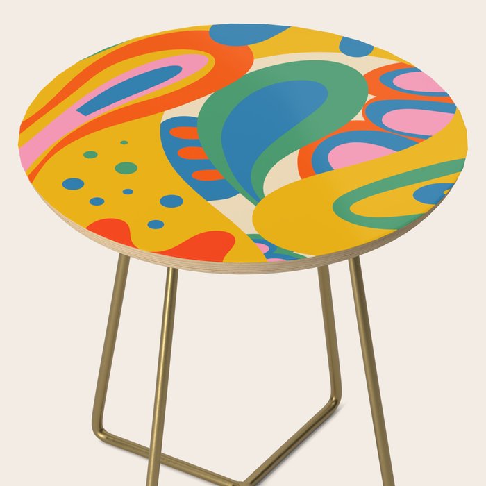 So Trippy Retro Psychedelic Abstract Pattern in Rainbow Pop Colors Side Table Gallery Image 2