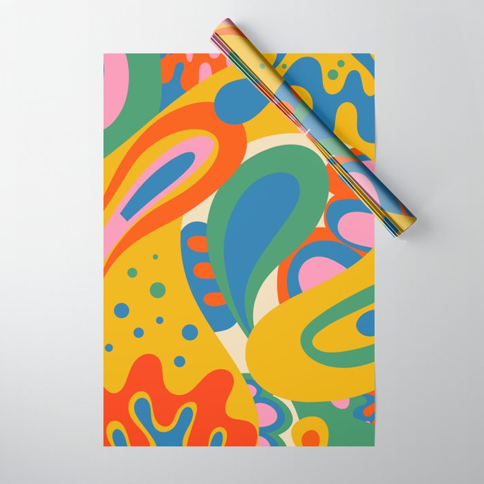 So Trippy Retro Psychedelic Abstract Pattern in Rainbow Pop Colors Wrapping Paper Gallery Image 1