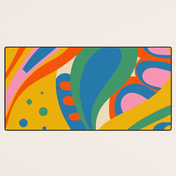 So Trippy Retro Psychedelic Abstract Pattern in Rainbow Pop Colors Desk Mat Gallery Image 3
