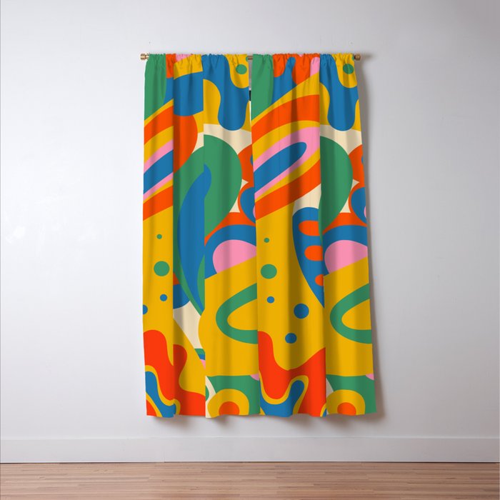 So Trippy Retro Psychedelic Abstract Pattern in Rainbow Pop Colors Window Curtain Gallery Image 3