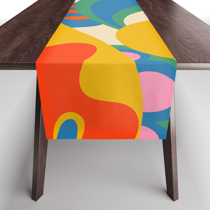 So Trippy Retro Psychedelic Abstract Pattern in Rainbow Pop Colors Table Runner Gallery Image 1