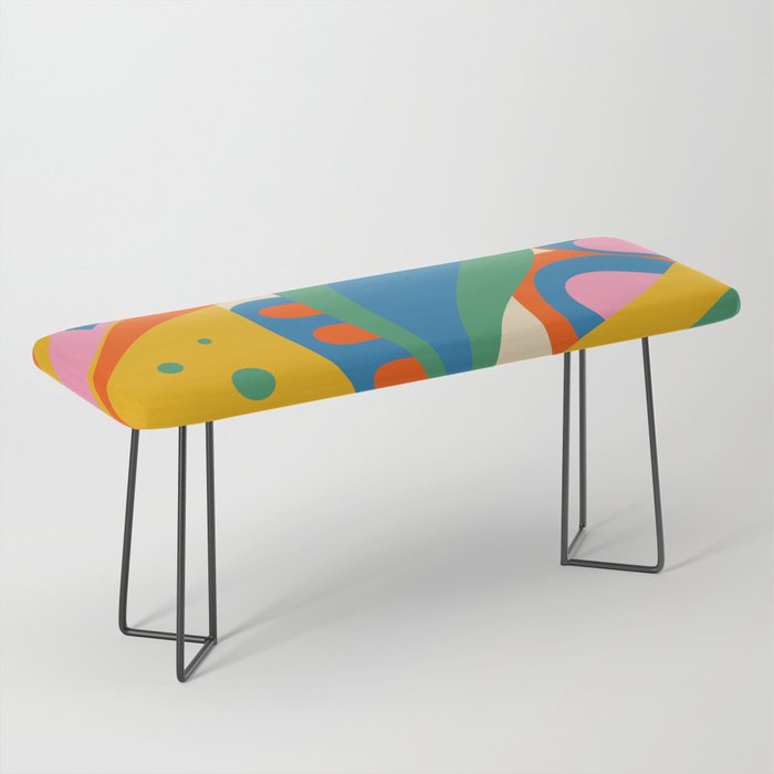 So Trippy Retro Psychedelic Abstract Pattern in Rainbow Pop Colors Bench Gallery Image 1