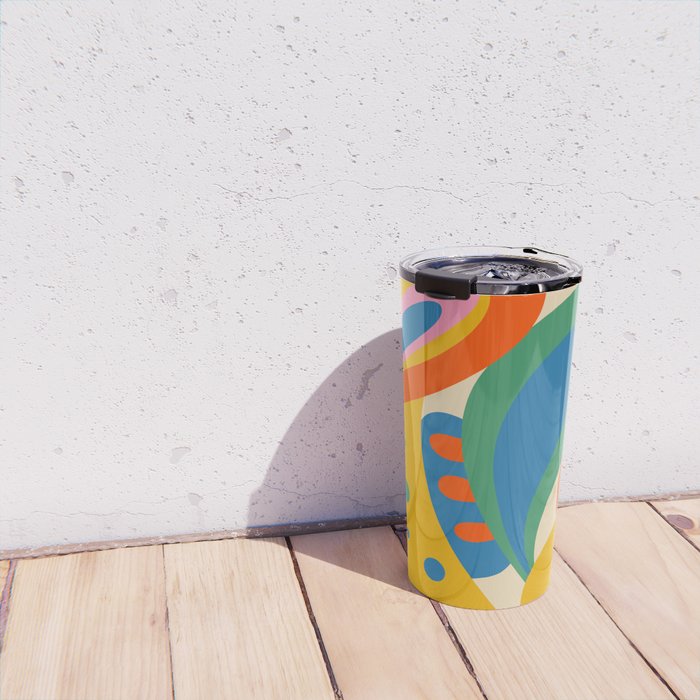 So Trippy Retro Psychedelic Abstract Pattern in Rainbow Pop Colors Travel Mug Gallery Image 4
