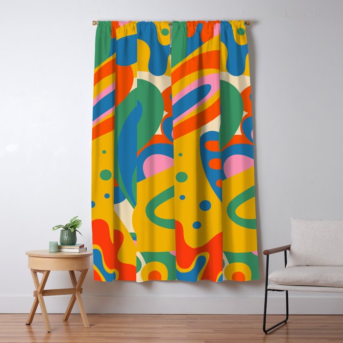 So Trippy Retro Psychedelic Abstract Pattern in Rainbow Pop Colors Window Curtain Gallery Image 5