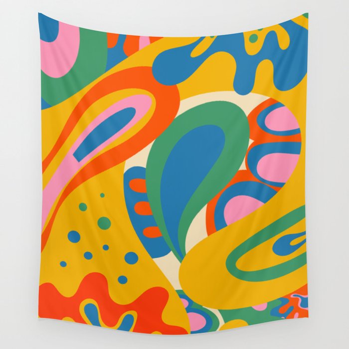 So Trippy Retro Psychedelic Abstract Pattern in Rainbow Pop Colors Wall Tapestry Gallery Image 4