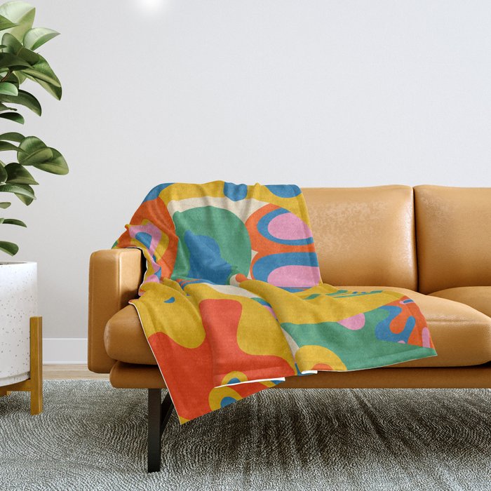 So Trippy Retro Psychedelic Abstract Pattern in Rainbow Pop Colors Throw Blanket Gallery Image 1
