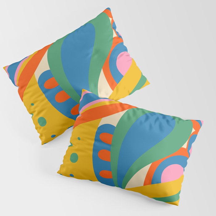 So Trippy Retro Psychedelic Abstract Pattern in Rainbow Pop Colors Pillow Sham Gallery Image 1
