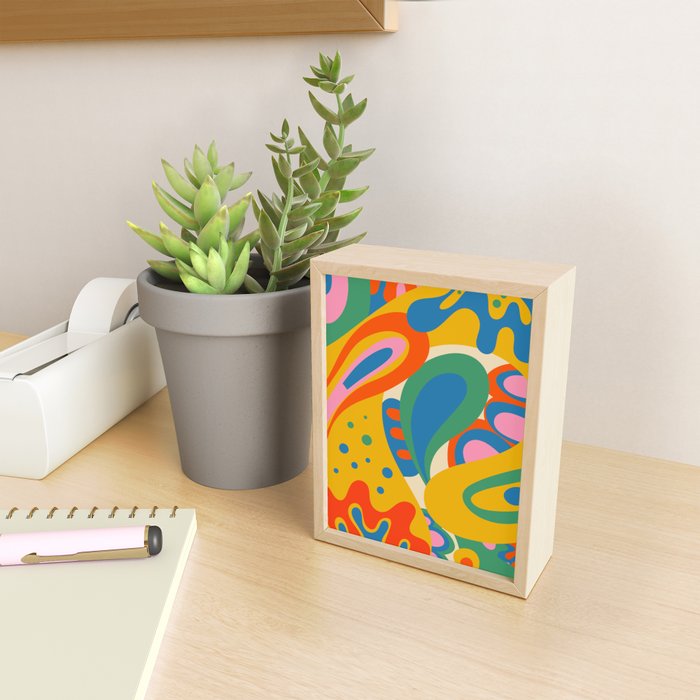 So Trippy Retro Psychedelic Abstract Pattern in Rainbow Pop Colors Mini Art Print Gallery Image 2