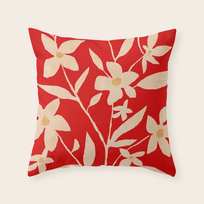 Abstract Minimal Flowers 30 Throw Pillow Gallery Image 1