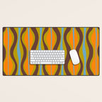Retro Hourglass Abstract Eclectic Pattern in Brown Chartreuse Blue Orange Desk Mat Gallery Image 1