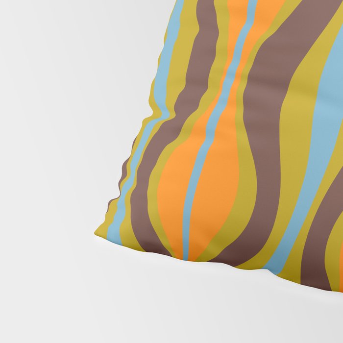 Retro Hourglass Abstract Eclectic Pattern in Brown Chartreuse Blue Orange Pillow Sham Gallery Image 4