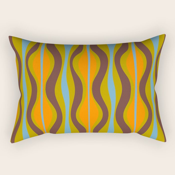 Retro Hourglass Abstract Eclectic Pattern in Brown Chartreuse Blue Orange Rectangular Pillow Gallery Image 1