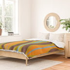 Retro Hourglass Abstract Eclectic Pattern in Brown Chartreuse Blue Orange Duvet Cover Gallery Image 2