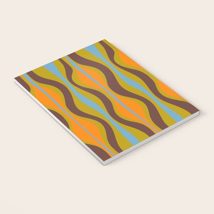 Retro Hourglass Abstract Eclectic Pattern in Brown Chartreuse Blue Orange Notebook Gallery Image 3
